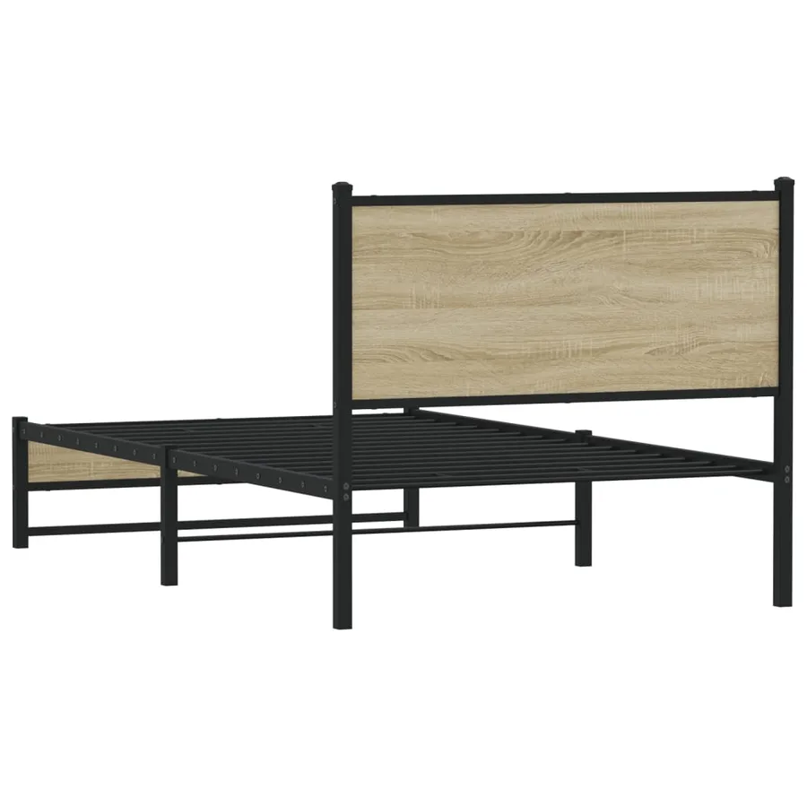 Cadre de lit en métal sans matelas chêne sonoma 100x200 cm - 7