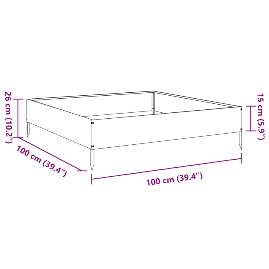 Lit surélevé de jardin blanc 100x100x26 cm acier - 10