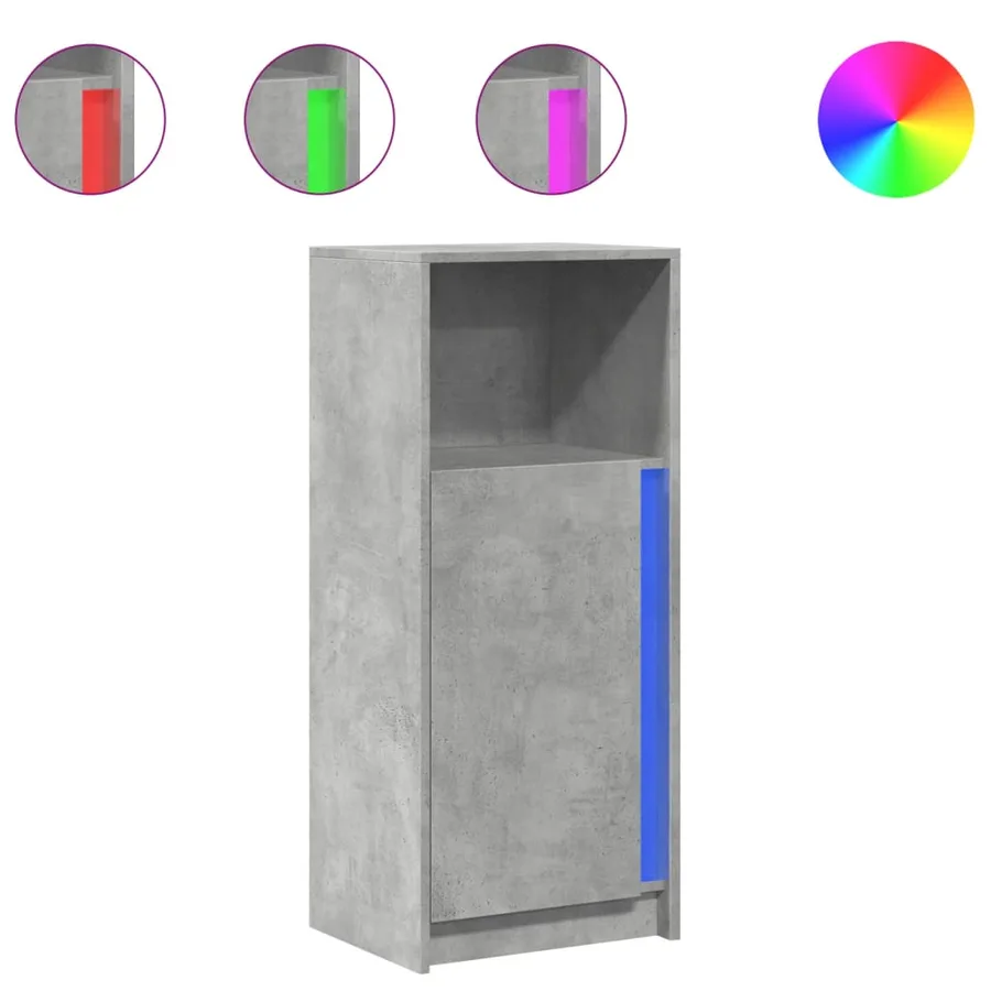 Buffet avec LED gris béton 42,5x34x100 cm bois d'ingénierie - 2