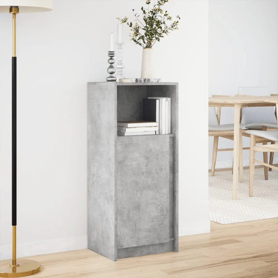Buffet avec LED gris béton 42,5x34x100 cm bois d'ingénierie - 4