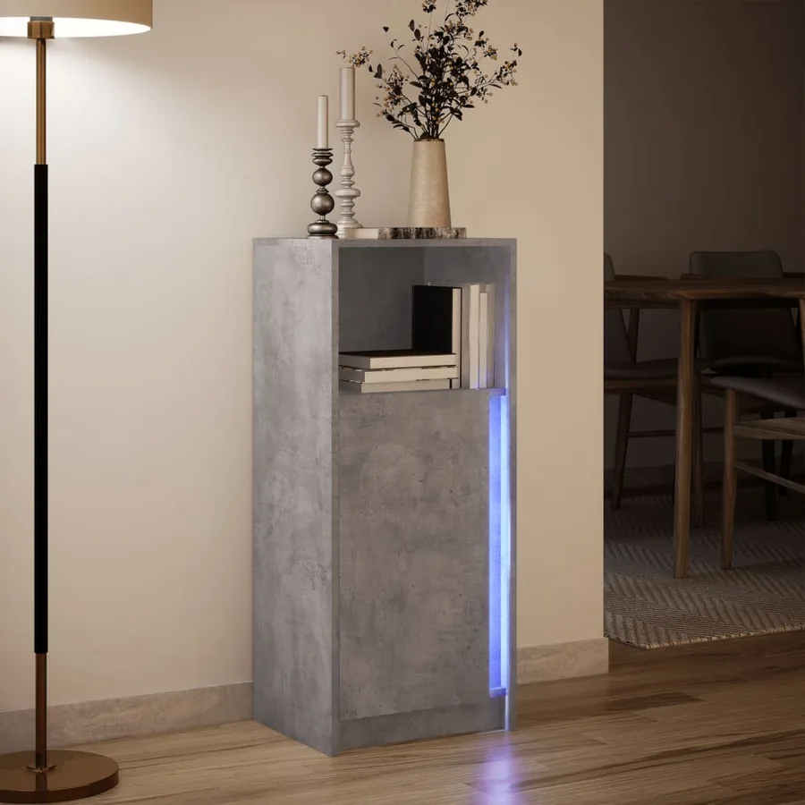 Buffet avec LED gris béton 42,5x34x100 cm bois d'ingénierie - 5