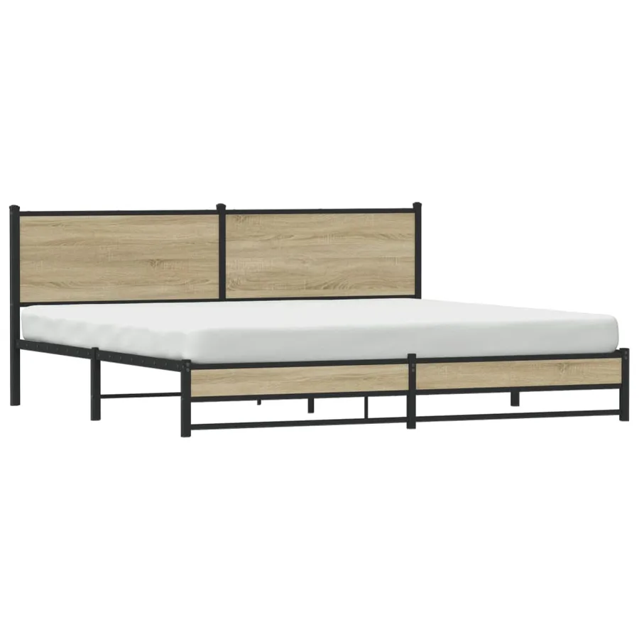 Cadre de lit en métal sans matelas chêne sonoma 200x200 cm - 3