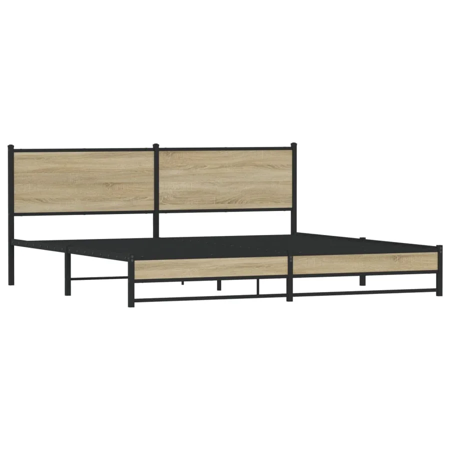 Cadre de lit en métal sans matelas chêne sonoma 200x200 cm - 4