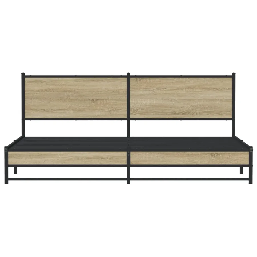 Cadre de lit en métal sans matelas chêne sonoma 200x200 cm - 5