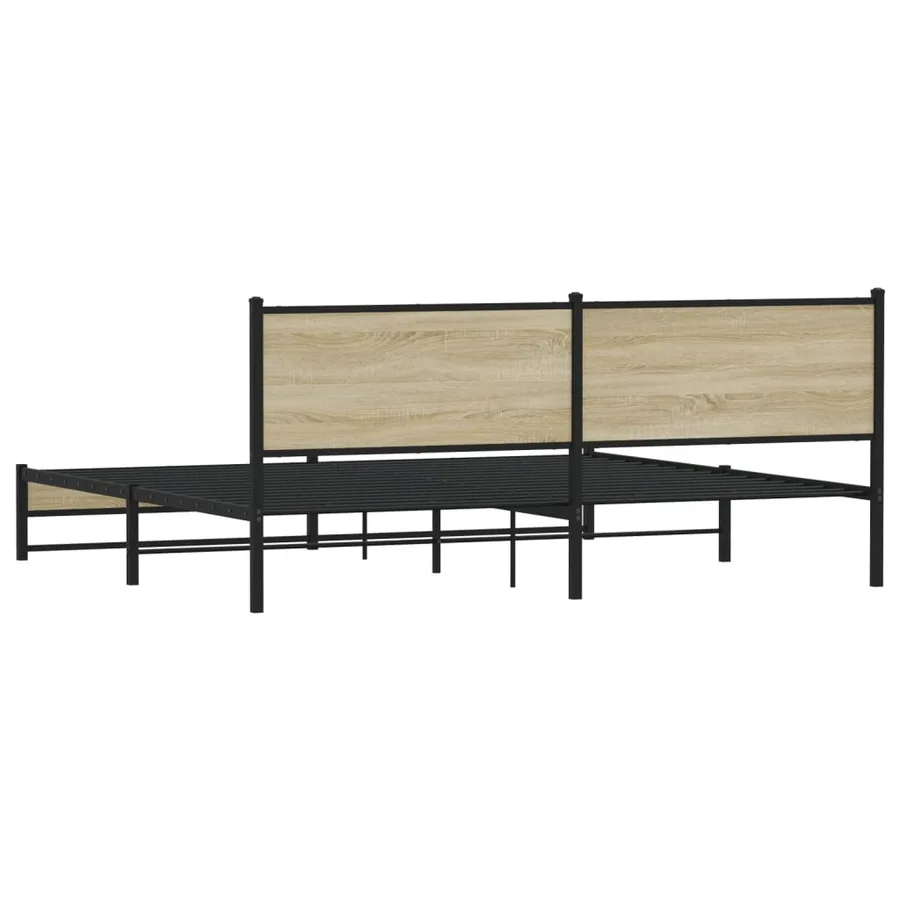 Cadre de lit en métal sans matelas chêne sonoma 200x200 cm - 7
