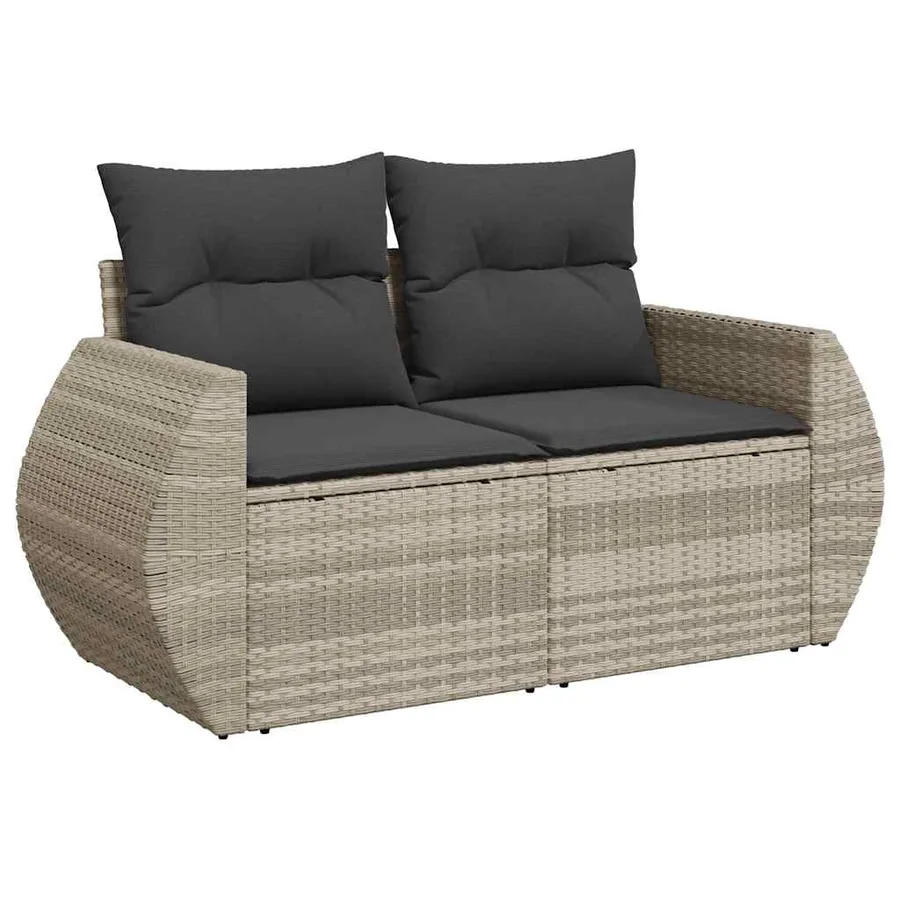 Salon de jardin avec coussins 7 pcs gris clair résine tressée - 4