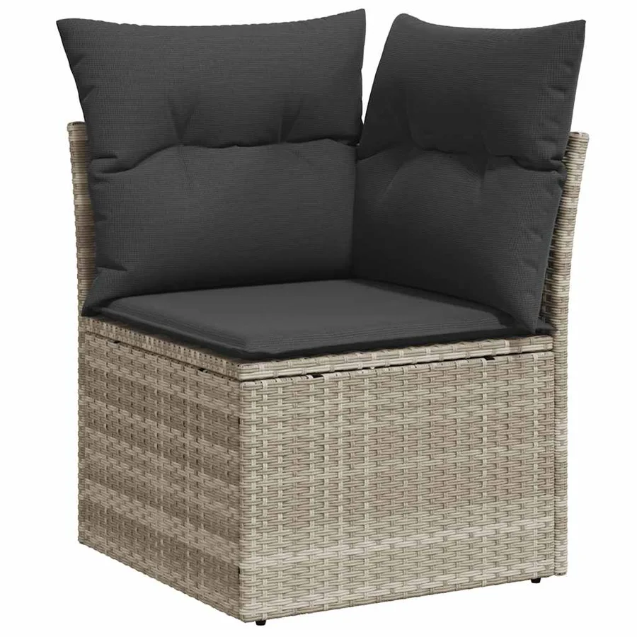 Salon de jardin avec coussins 7 pcs gris clair résine tressée - 5