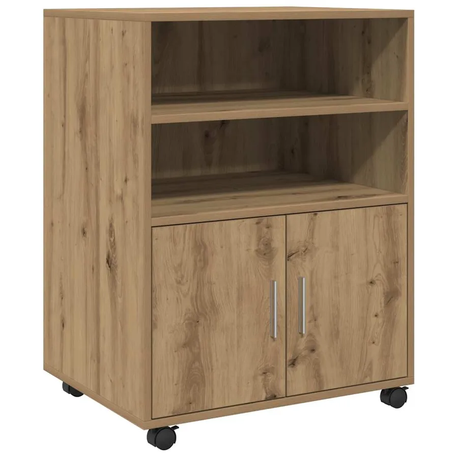 Armoire à roulettes chêne artisanal 60x48x81 cm bois ingénierie - 2