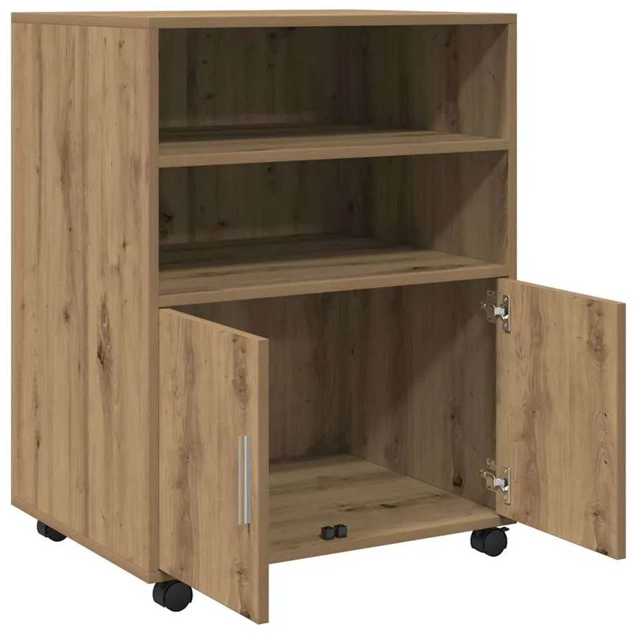 Armoire à roulettes chêne artisanal 60x48x81 cm bois ingénierie - 7