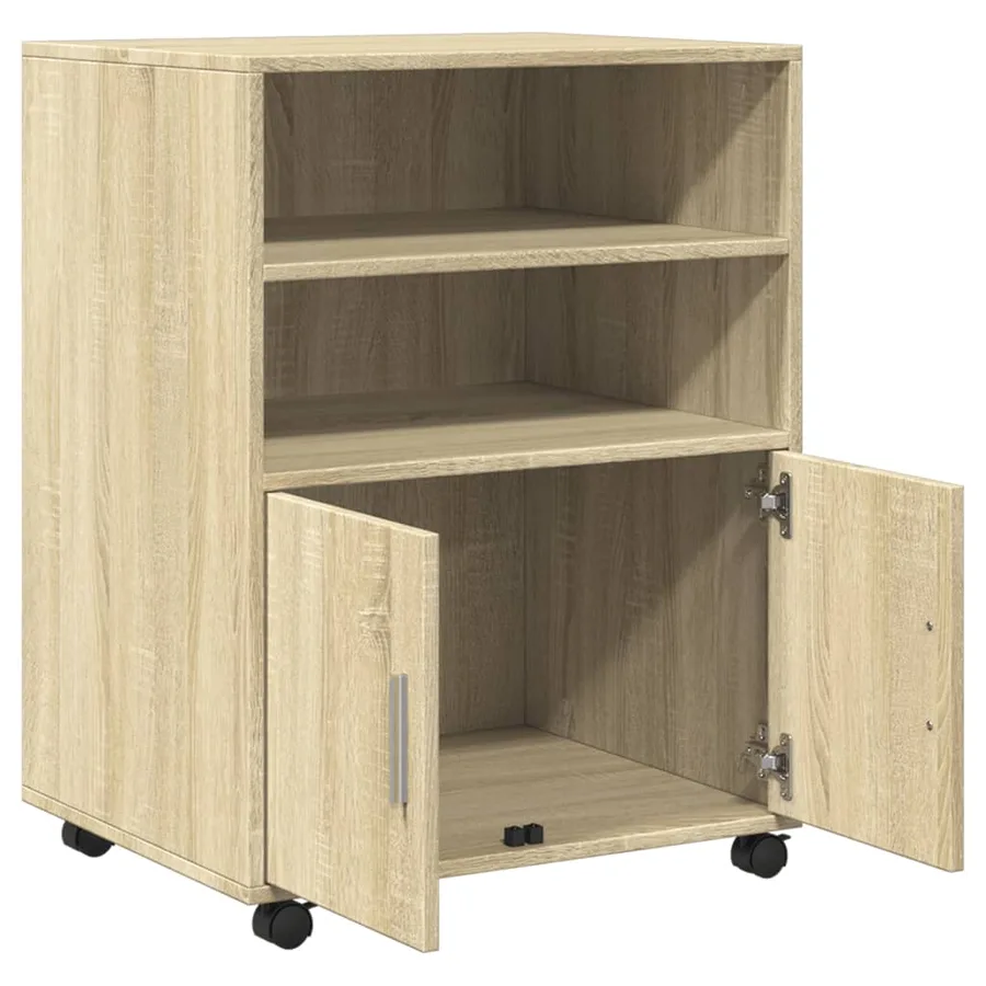 Armoire à roulettes chêne sonoma 60x48x81 cm bois d'ingénierie - 7
