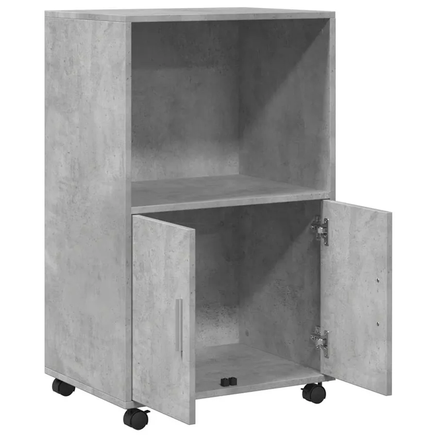Armoire à roulettes gris béton 55x40x91 cm bois d'ingénierie - 7