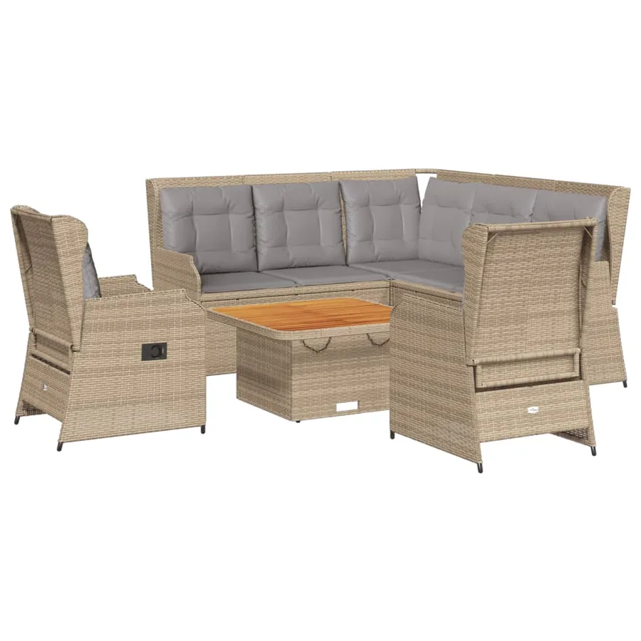 Salon de jardin avec coussins 6 pcs beige résine tressée - 2