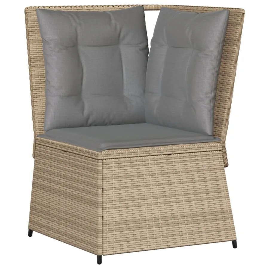 Salon de jardin avec coussins 6 pcs beige résine tressée - 5