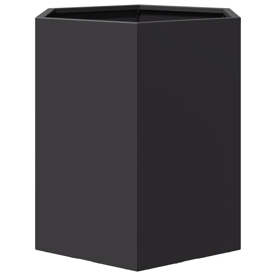 Jardinières 2 pcs noir hexagone 46x40x45 cm acier - 8