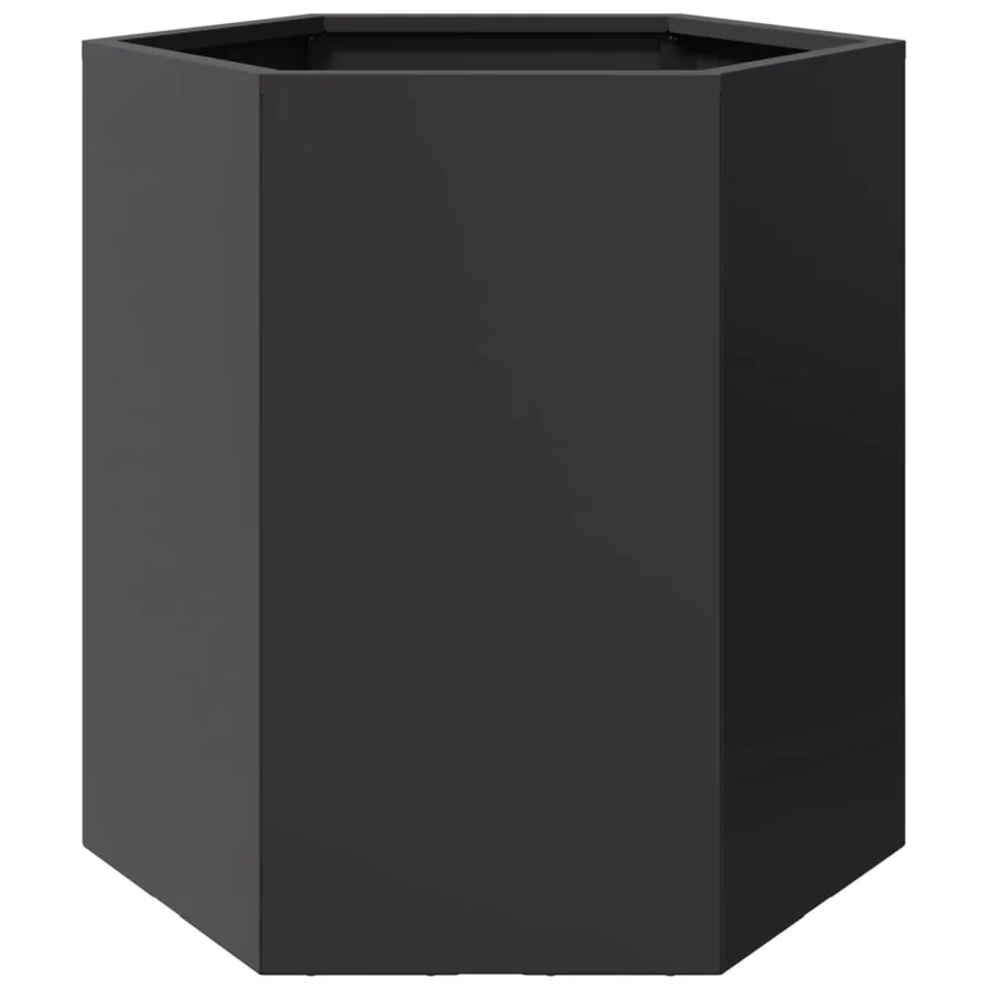Jardinières 2 pcs noir hexagone 46x40x45 cm acier - 9