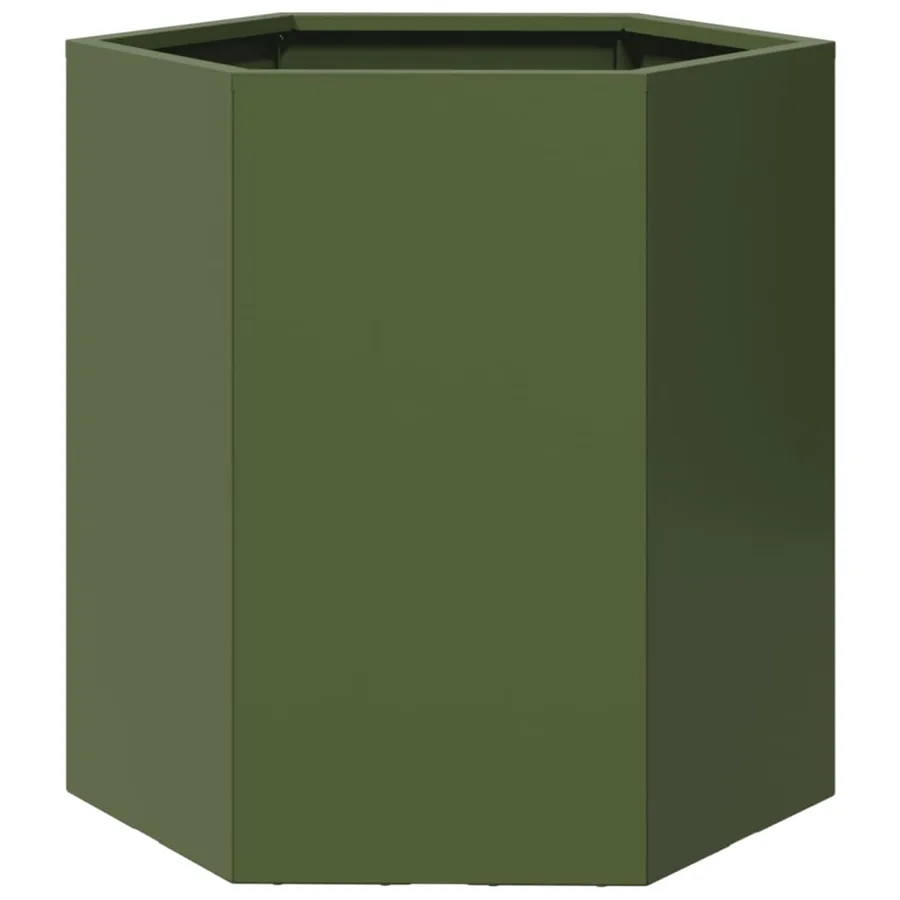 Jardinière vert olive hexagone 46x40x45 cm acier - 2