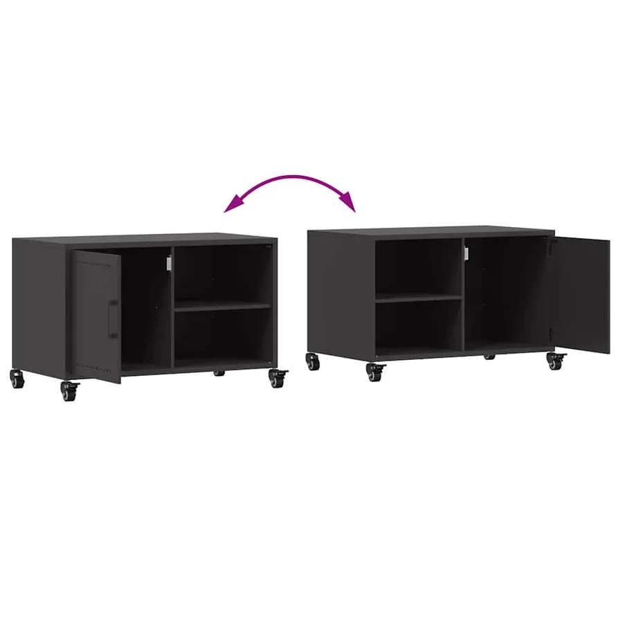 Meuble TV noir 68x39x43,5 cm acier - 10