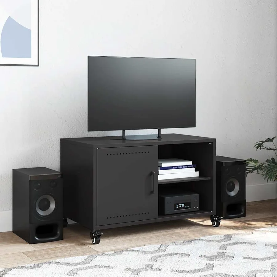 Meuble TV noir 68x39x43,5 cm acier - 3