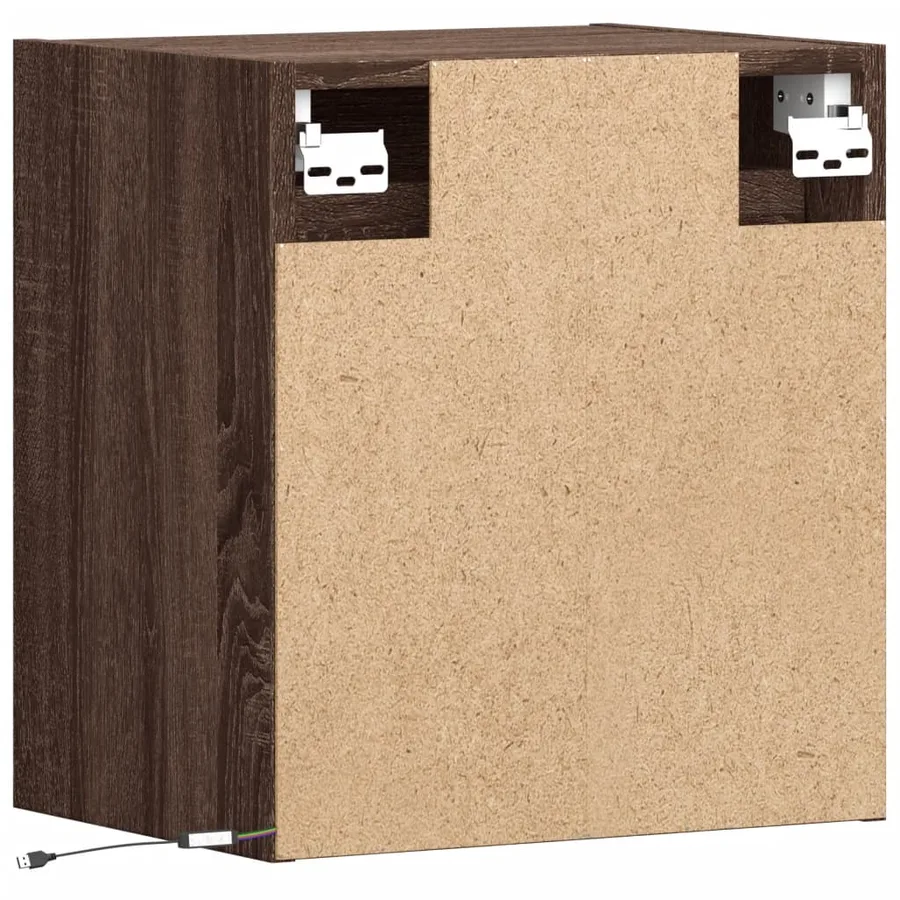 Table de chevet murale avec lumières LED chêne marron - 8