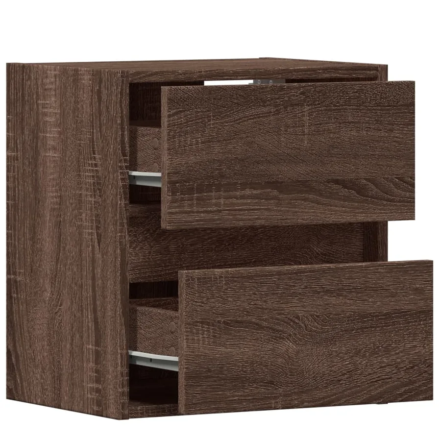 Table de chevet murale avec lumières LED chêne marron - 9