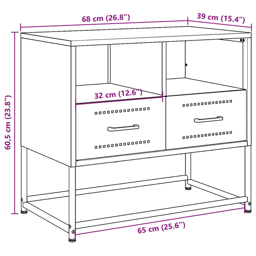 Meuble TV anthracite 68x39x60,5 cm acier - 12