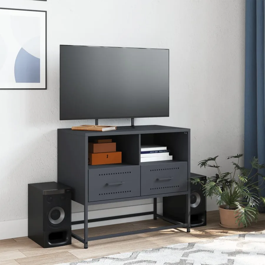 Meuble TV anthracite 68x39x60,5 cm acier - 3