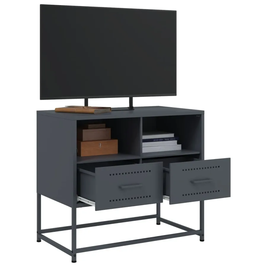 Meuble TV anthracite 68x39x60,5 cm acier - 4