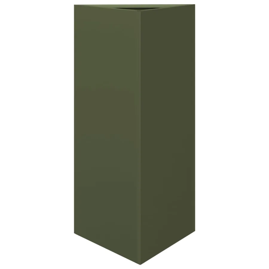 Jardinière vert olive triangulaire 40x34,5x75 cm acier - 2