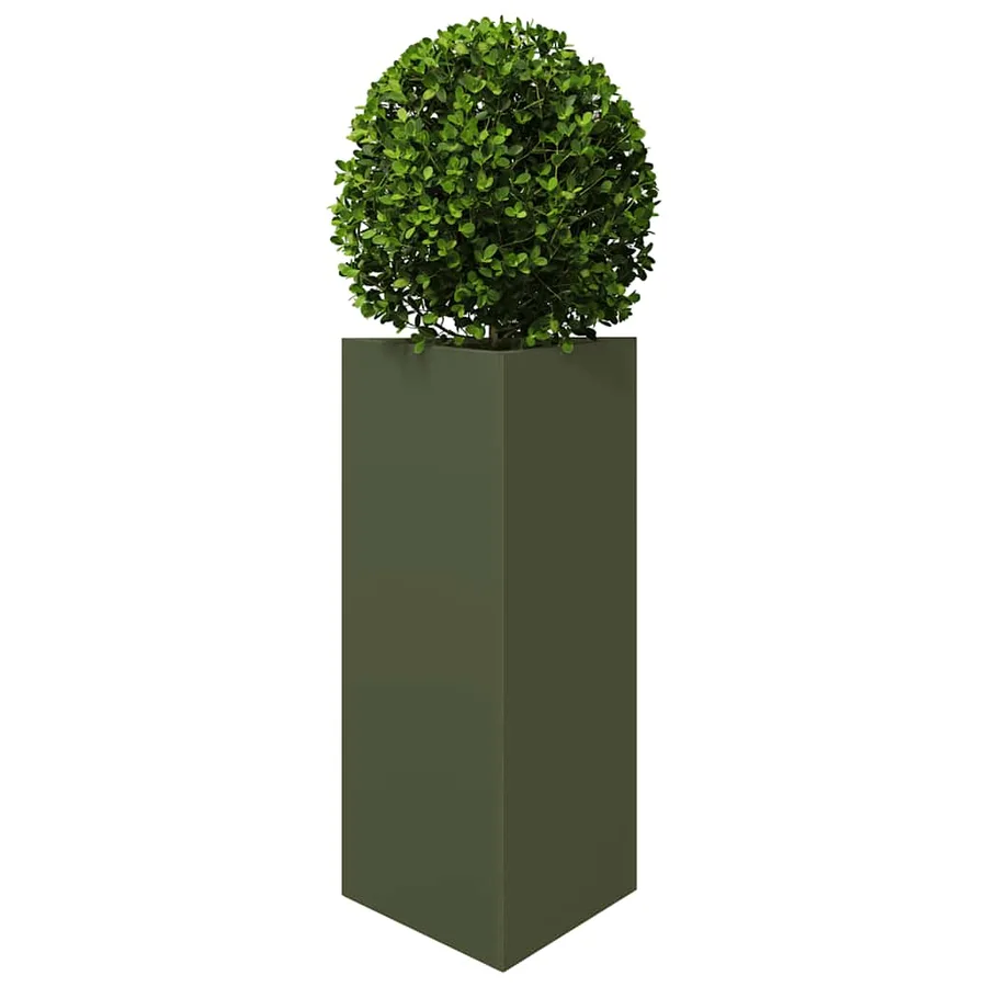 Jardinière vert olive triangulaire 40x34,5x75 cm acier - 3