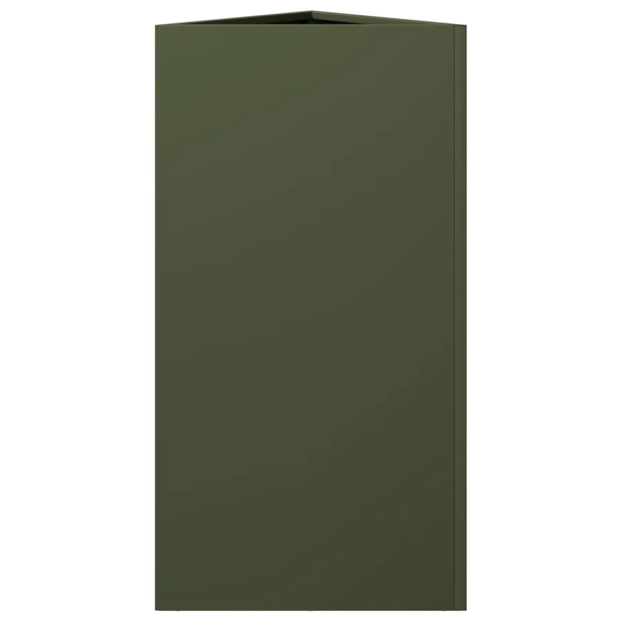 Jardinière vert olive triangulaire 40x34,5x75 cm acier - 5