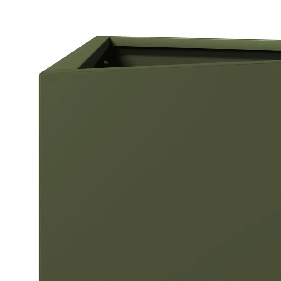 Jardinière vert olive triangulaire 40x34,5x75 cm acier - 7