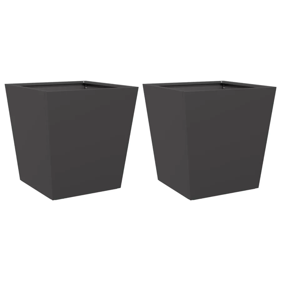 Jardinières 2 pcs noir 40x40x40 cm acier - 2