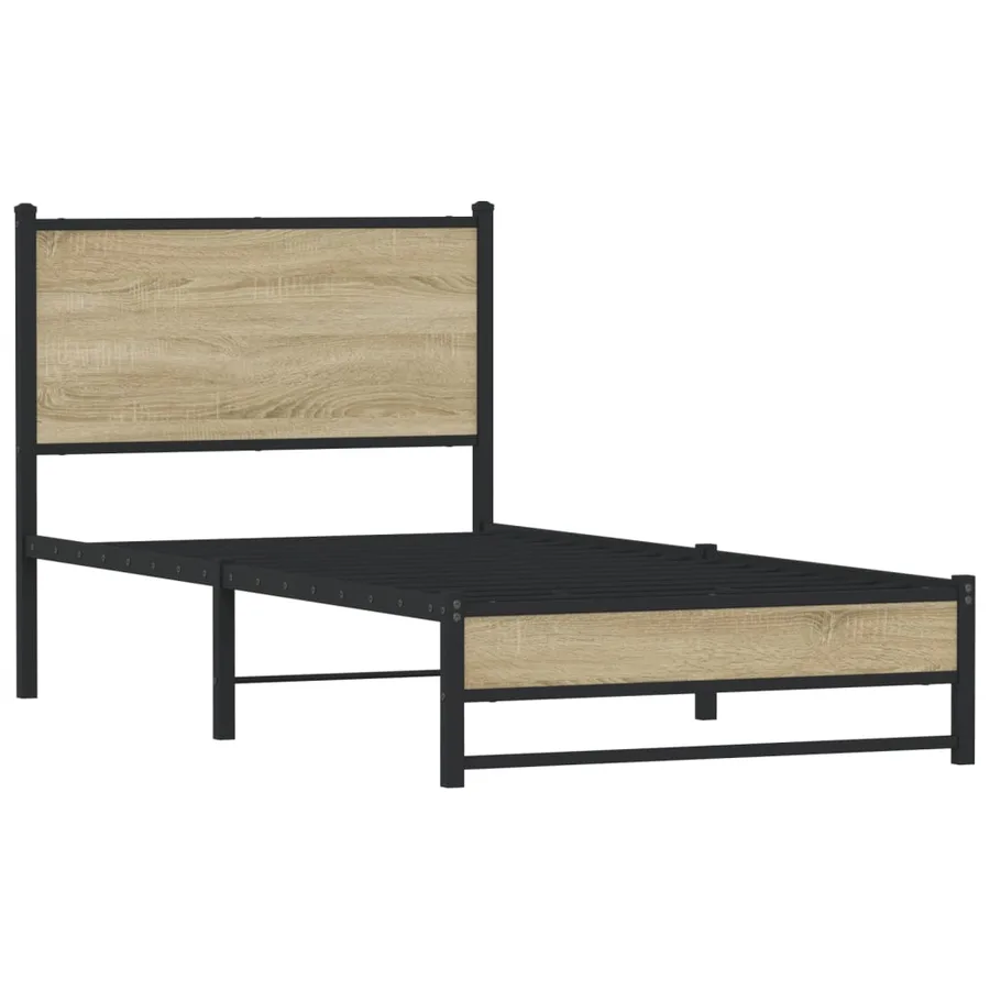 Cadre de lit en métal sans matelas chêne sonoma 75x190 cm - 3