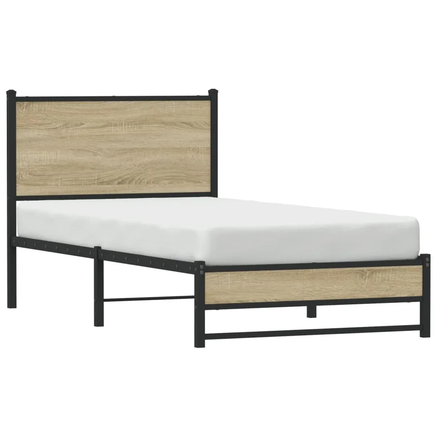 Cadre de lit en métal sans matelas chêne sonoma 75x190 cm - 4