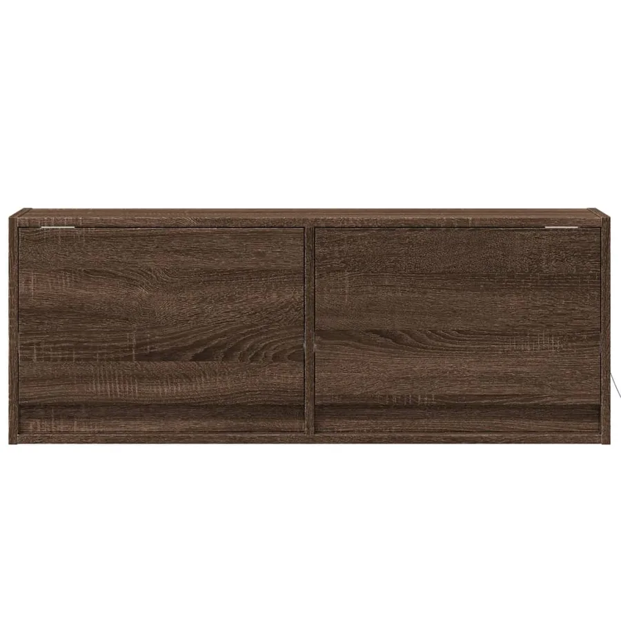 Meuble TV mural avec lumières LED chêne marron 100x31x35 cm - 6