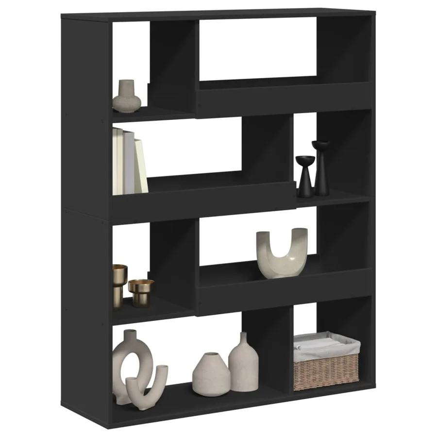 Cloison de séparation noir 100x33x125,5 cm bois d'ingénierie - 3