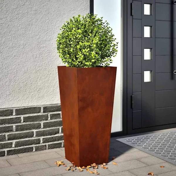 Jardinières 2 pcs 35x35x75 cm acier résistant aux intempéries