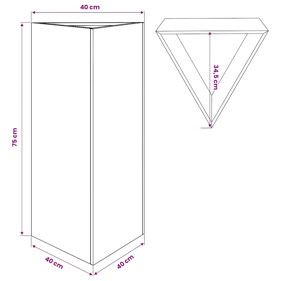 Jardinières 2 pcs triangulaire 40x34,5x75 cm acier galvanisé - 13