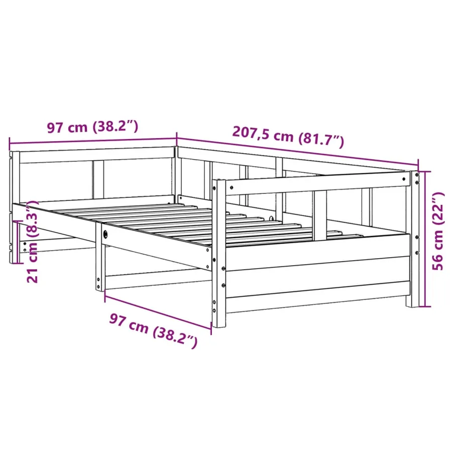 Lit de jour sans matelas blanc 90x200 cm bois de pin massif - 10