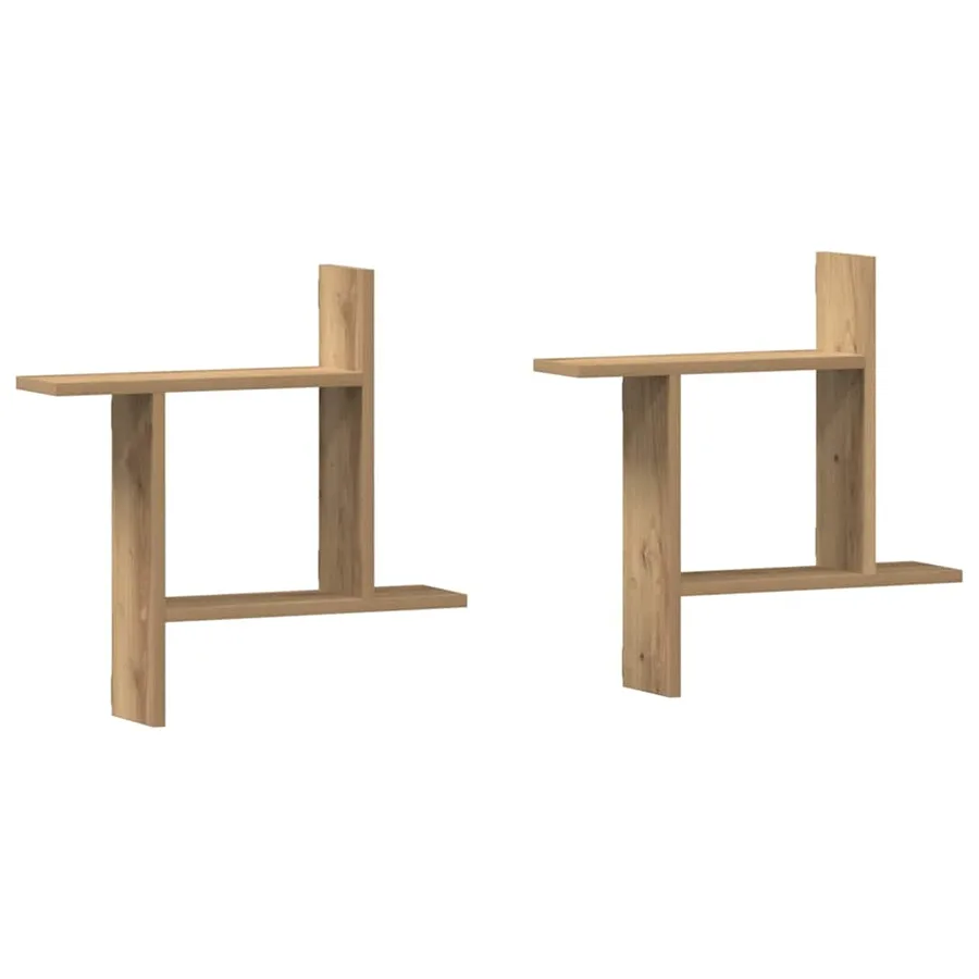 Étagères murales 2 pcs chêne artisanal bois d'ingénierie - 2