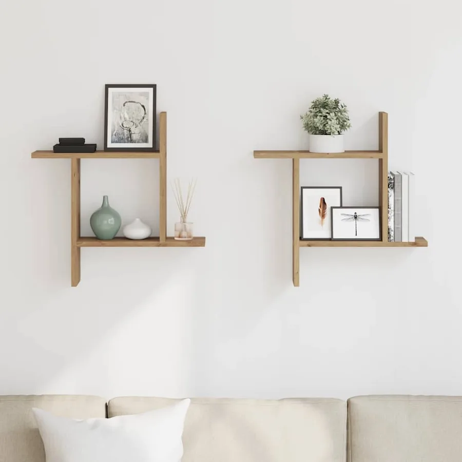 Étagères murales 2 pcs chêne artisanal bois d'ingénierie - 3
