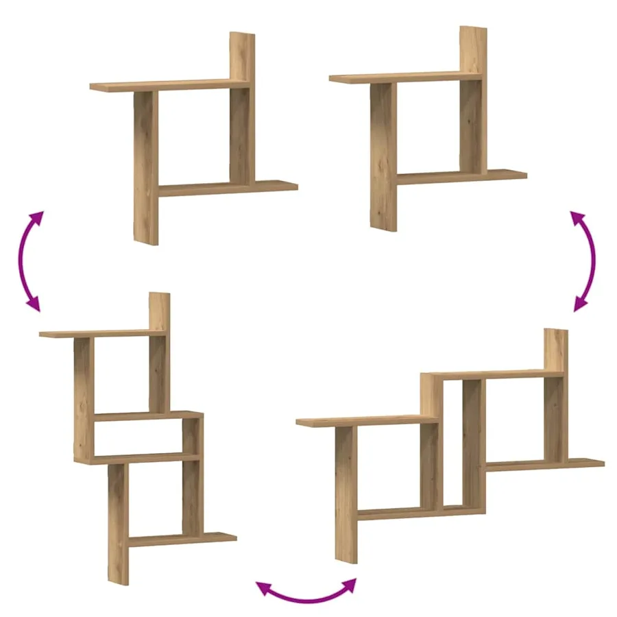 Étagères murales 2 pcs chêne artisanal bois d'ingénierie - 8
