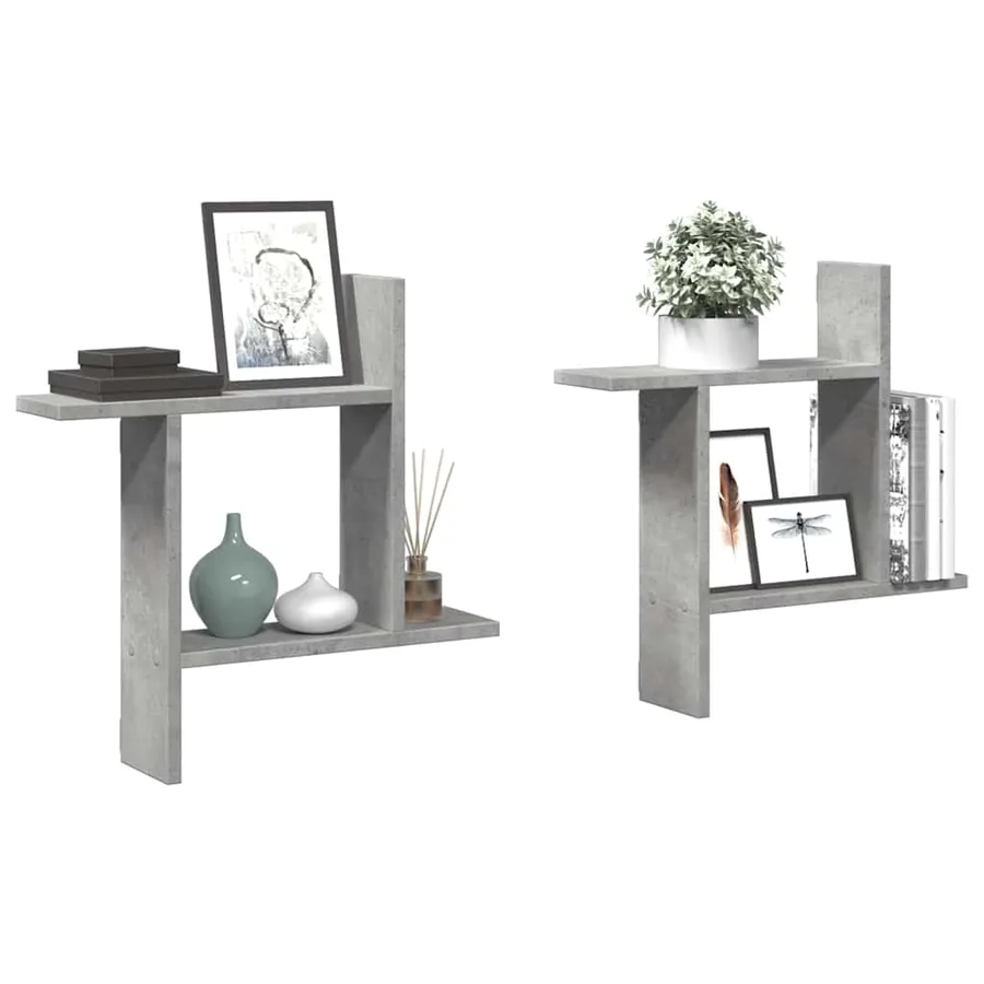 Étagères murales 2 pcs gris béton 50x12x50 cm bois d'ingénierie - 4