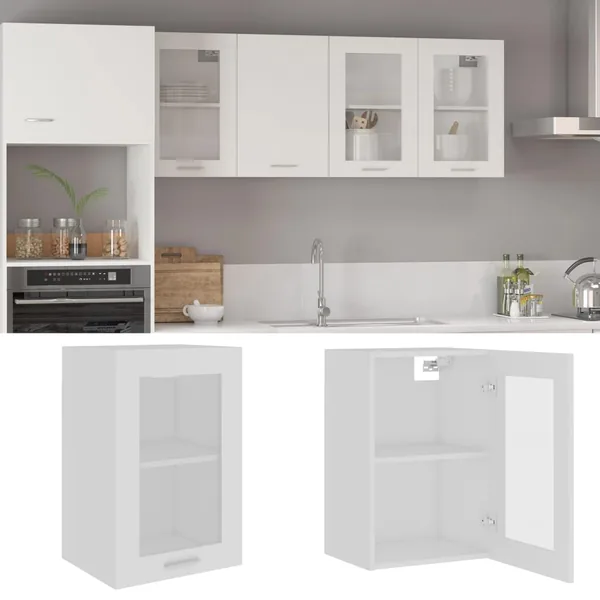 Vitrine suspendue "Lyon" Blanc 40 x 31 x 60 cm Bois d'ingénierie