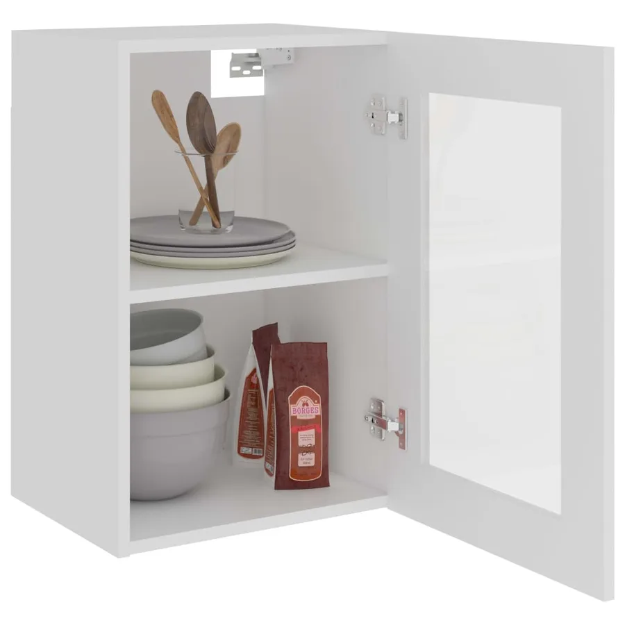 Vitrine suspendue "Lyon" Blanc 40 x 31 x 60 cm Bois d'ingénierie - 4