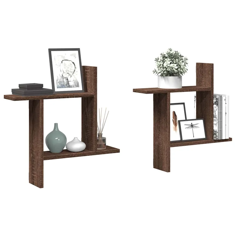 Étagères murales 2pcs chêne marron 50x12x50cm bois d'ingénierie - 4