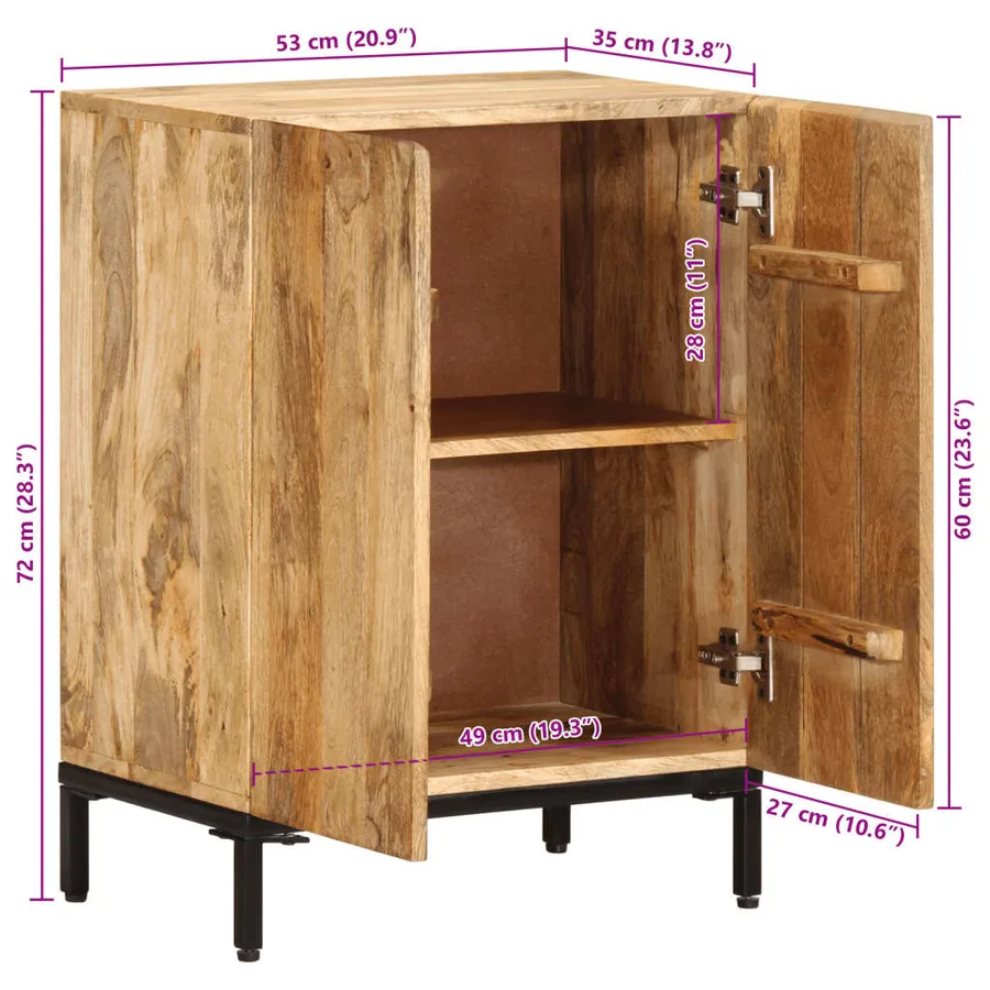 Buffet 53x35x72 cm bois massif de manguier - 9