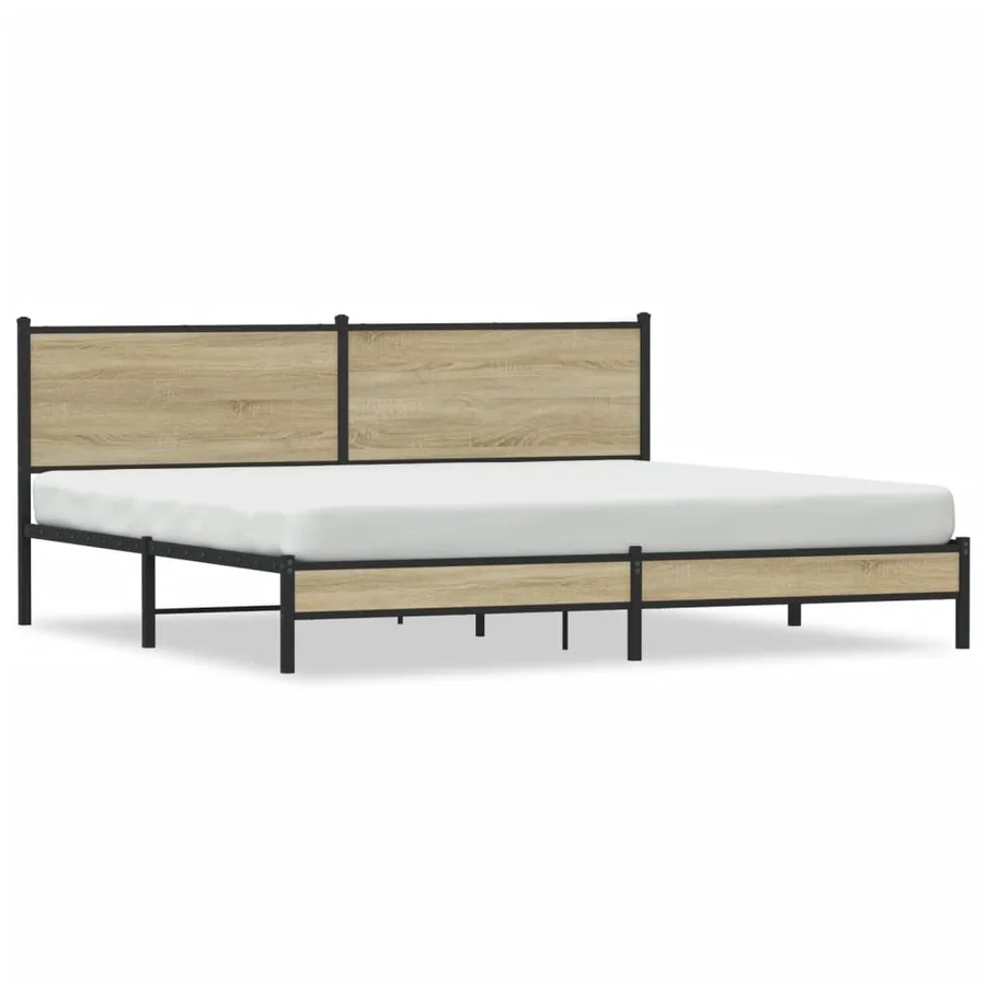 Cadre de lit en métal sans matelas chêne sonoma 193x203 cm - 2