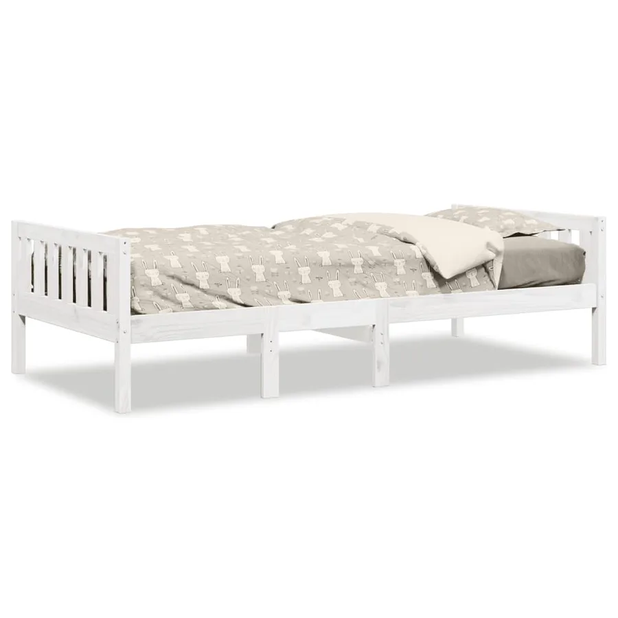 Lit pour enfants sans matelas blanc 90x200cm bois de pin massif - 2