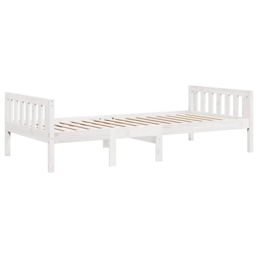 Lit pour enfants sans matelas blanc 90x200cm bois de pin massif - 3